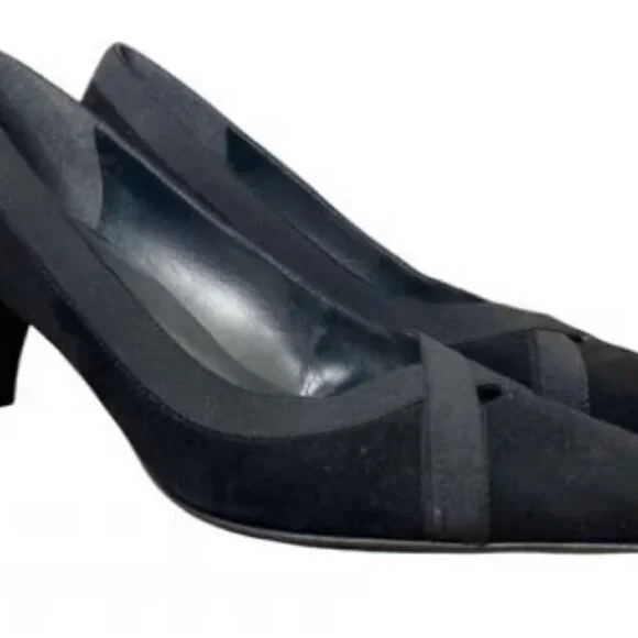Stuart Weitzman Black Suede Russell Bromley Kitten Heels - Picture 14 of 14